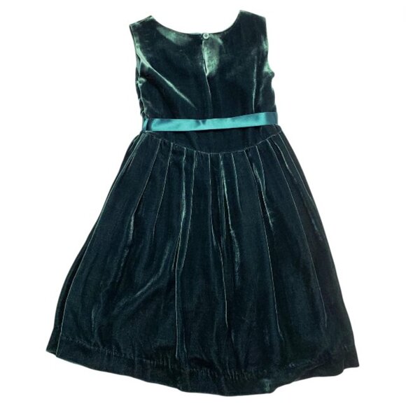 NWT Rachel Riley Green Silk Velvet Dress Size 7 - Picture 5 of 6